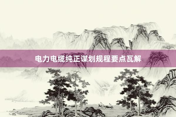 电力电缆纯正谋划规程要点瓦解